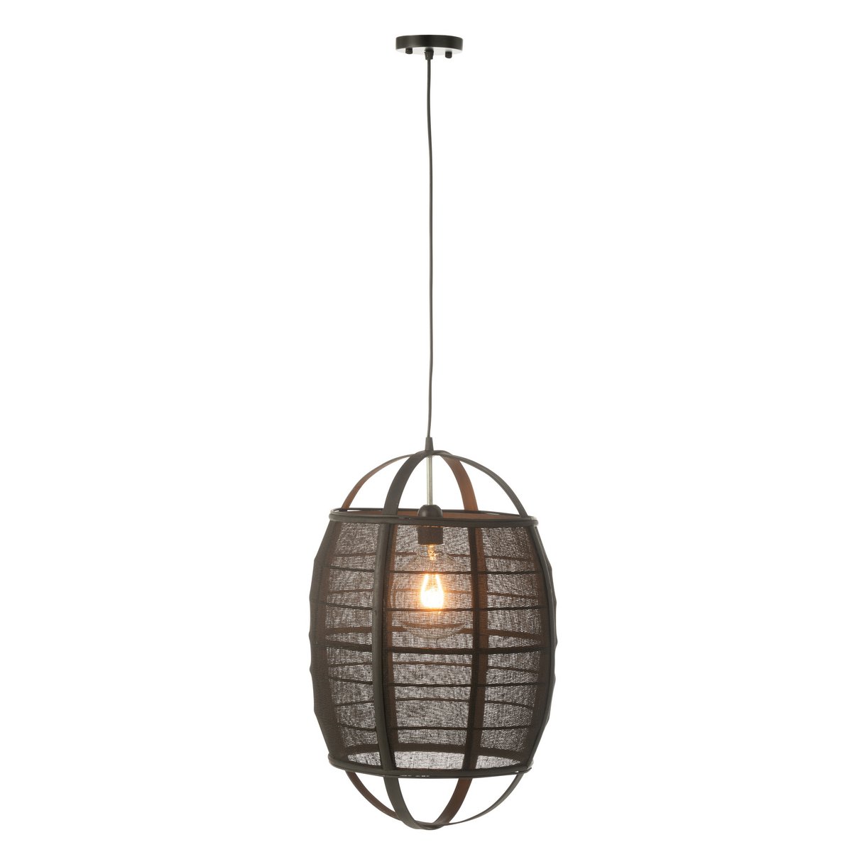 J-Line - Lampe suspendue Ion Lin/Bambou Noir Small