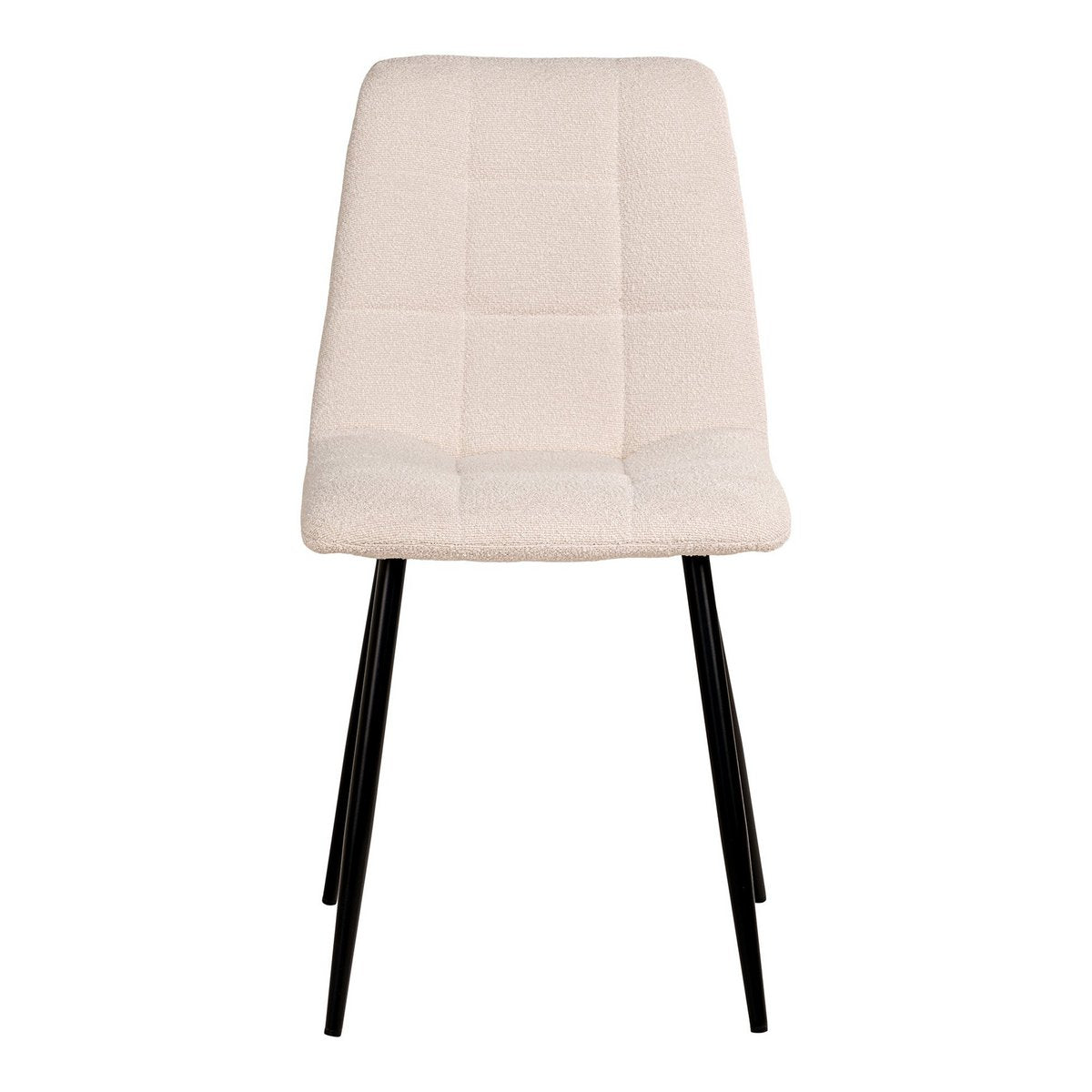 House Nordic - Middelfart Dining Chair - Eetkamerstoel in bouclé, wit met zwarte poten, HN1232 - set van 2