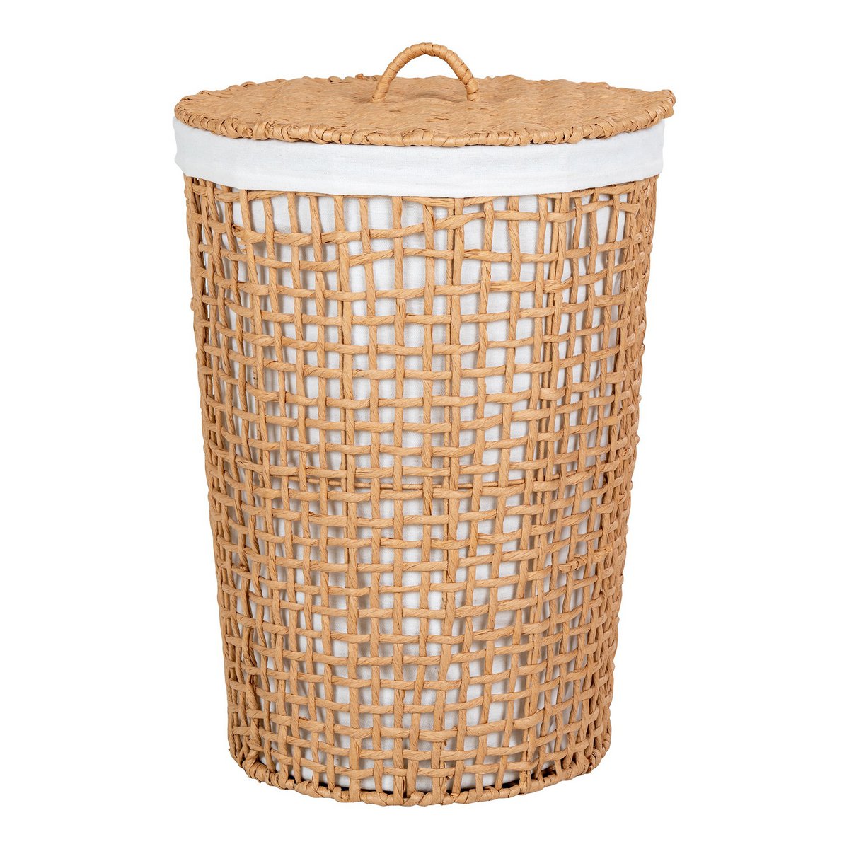 House Nordic - Pomal Laundry Basket - Panier à linge, papier, marron clair/blanc, ø42x56 cm