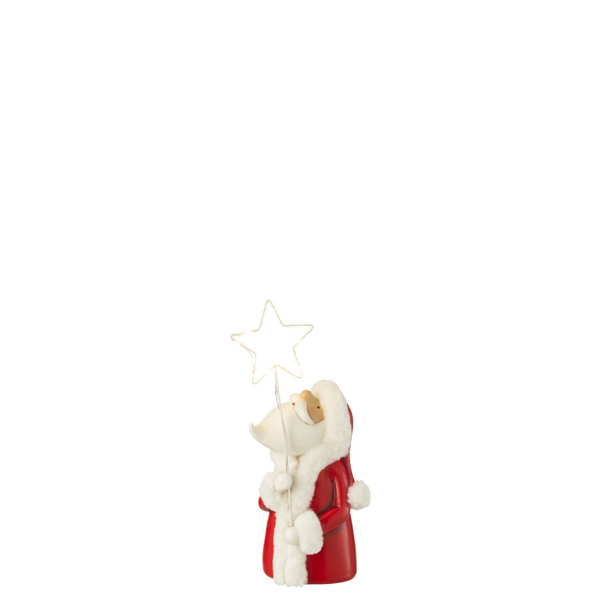 J-Line - Figurine de Noël décorative 'Père Noël' (Taille S, LED, Blanc/Rouge)