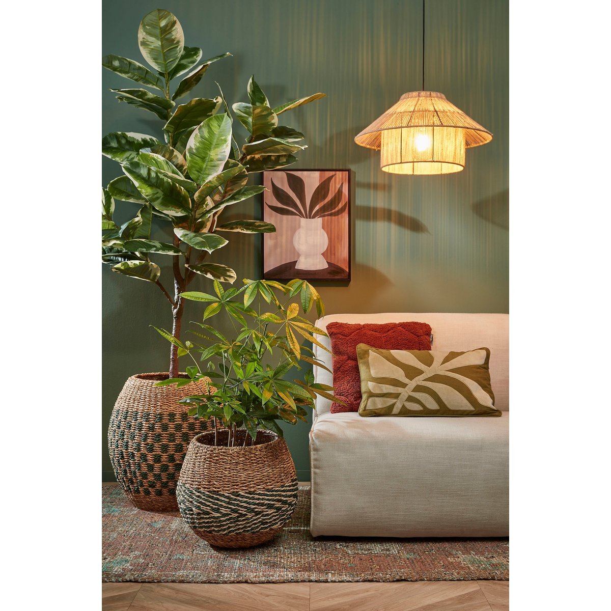 Mica Decorations - Lampe à suspension Elsa - H28 x Ø50 cm - Jute - Marron clair