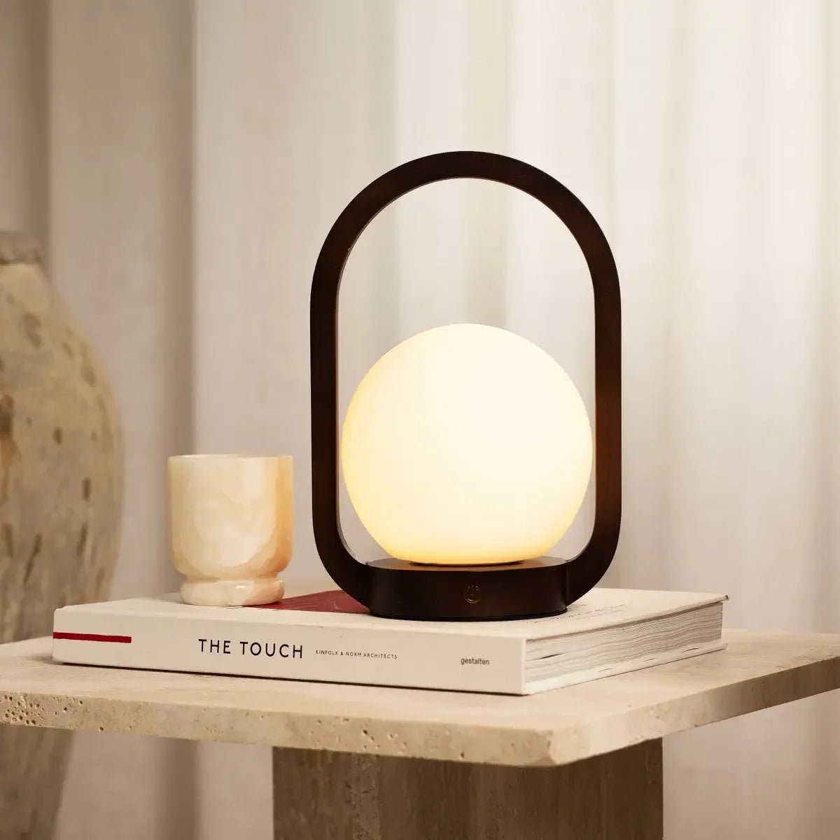 Tavellio-Amsterdam - Skye Donkerbruine Houten Snoerloze Lamp | Oplaadbaar en dimbaar