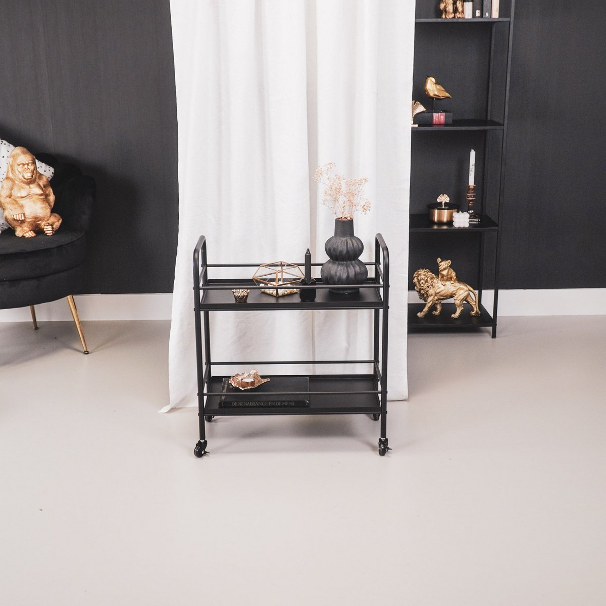 Housevitamin - Trolley 'Butler' (Zwart, Metaal)