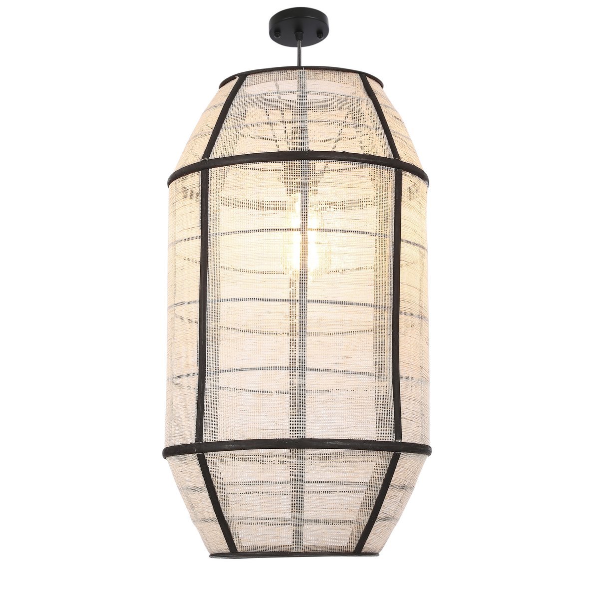 Mica Decorations - Lampe à Suspension Pella - H58 x Ø33 cm - Lin - Blanc Cassé