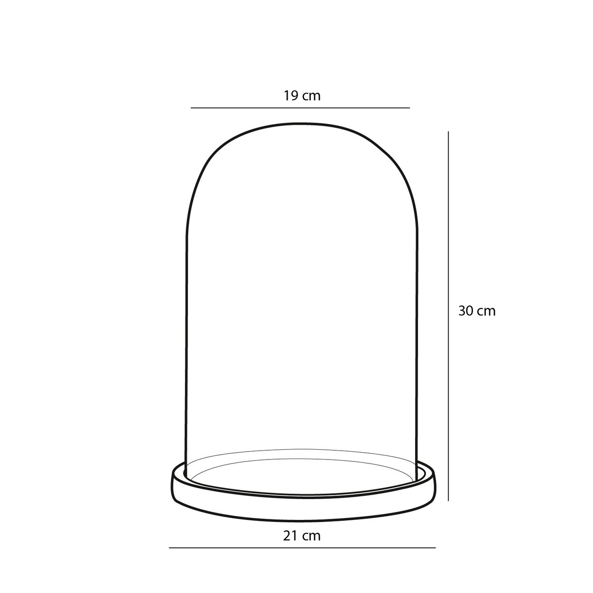 Mica Decorations - Pot cloche en verre Hella - H30 x Ø21 cm - Transparent, Noir