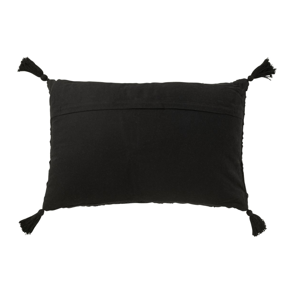 J-Line - Coussin Rectangulaire + Pompons Coton Noir