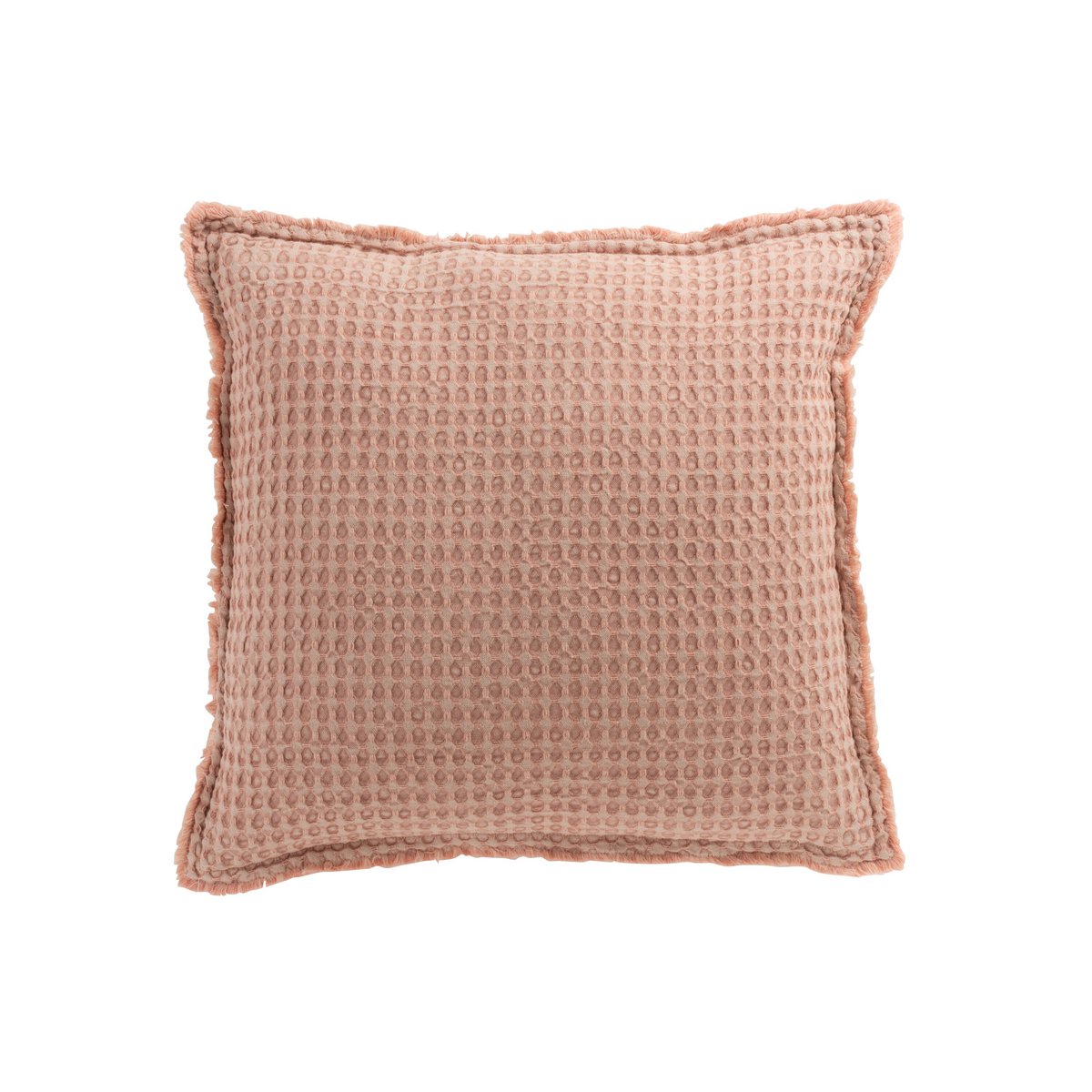 J-Line - Coussin motif gaufré - Coton - Rose clair