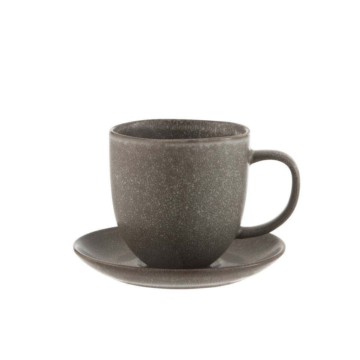 J-Line - Tasse + Soucoupe Louise - Céramique - Marron