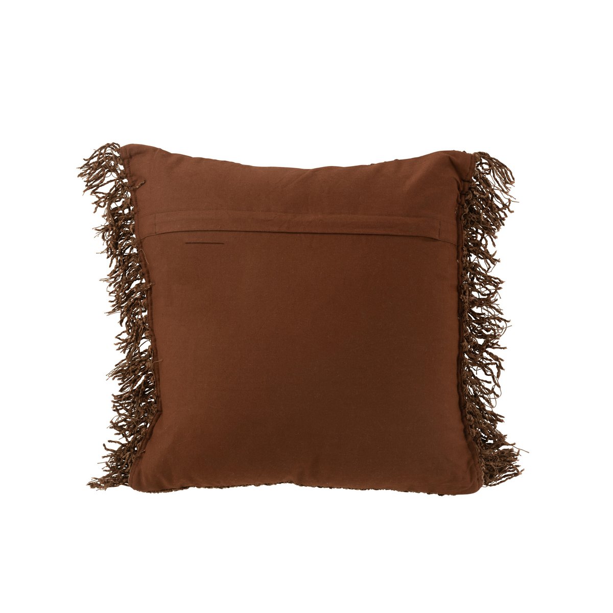 J-Line - Coussin Tissé+Franges Viscose/Coton Marron