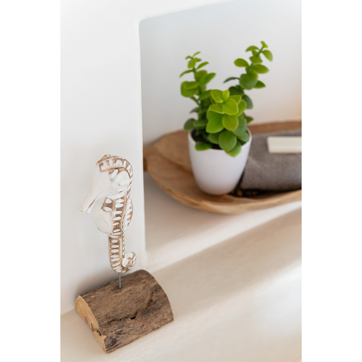 J-Line - Seahorse 1 Sur Pied Albasia Bois Blanc/Naturel