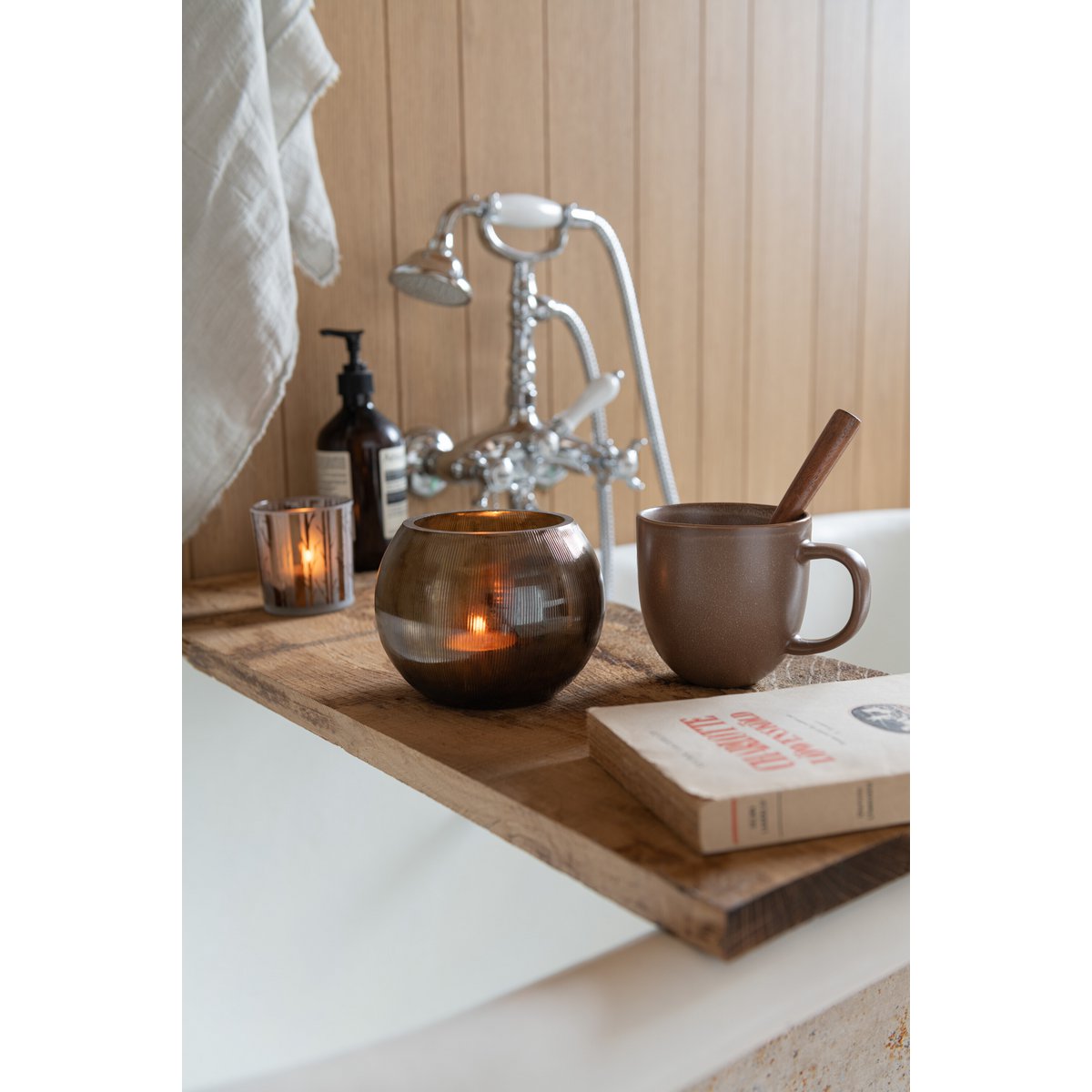 J-Line - Tasse + Soucoupe Louise - Céramique - Cognac