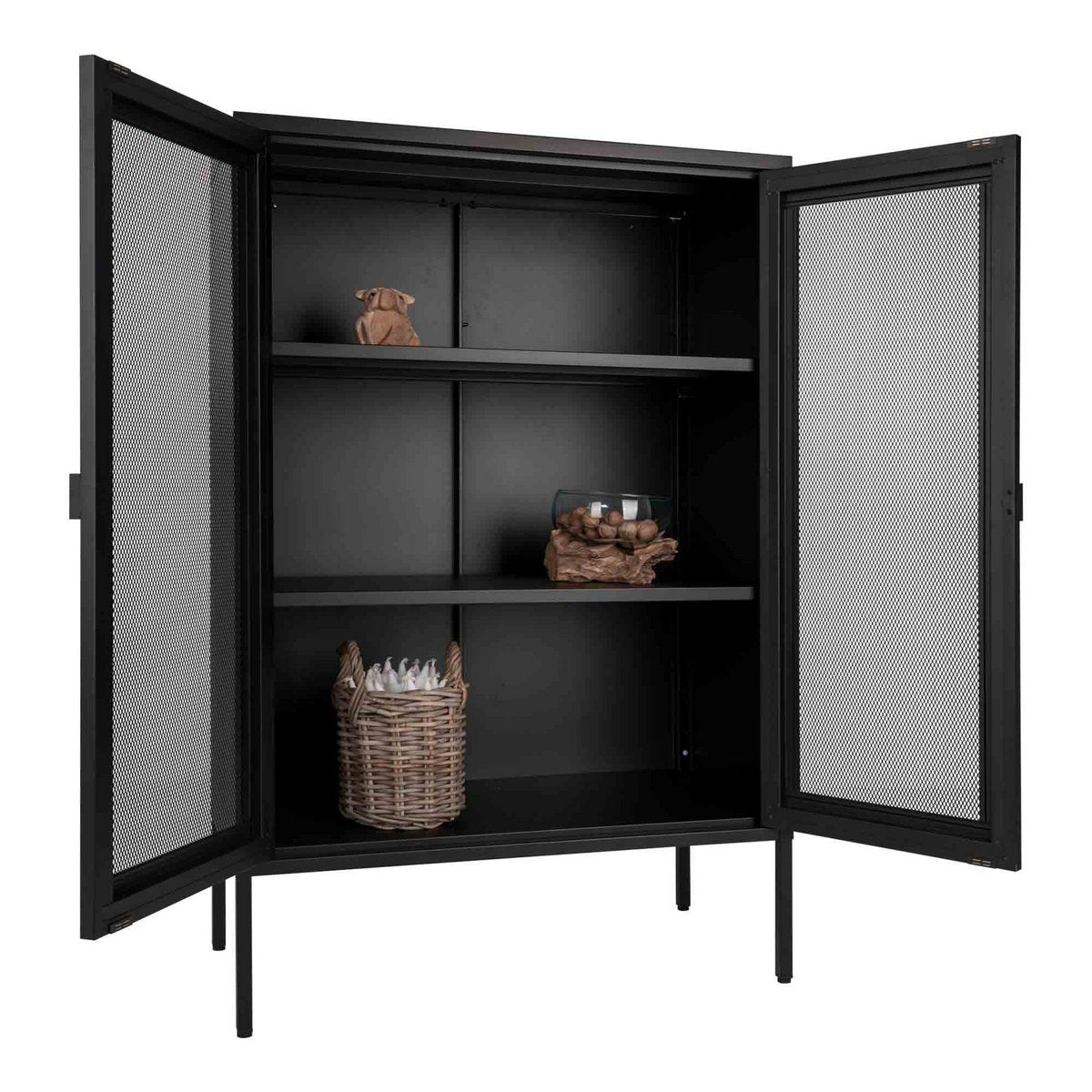 House Nordic – Melbourne Display Cabinet – Vitrine in Schwarz mit Netztür