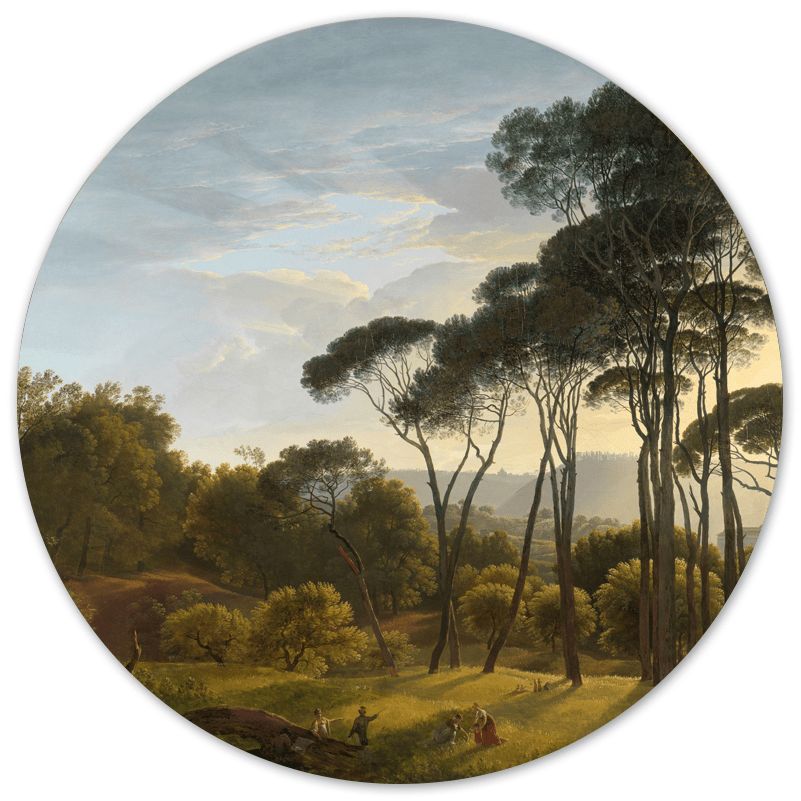 Label2X - Cercle mural paysage italien avec pins parasols, Hendrik Voogd, 1807