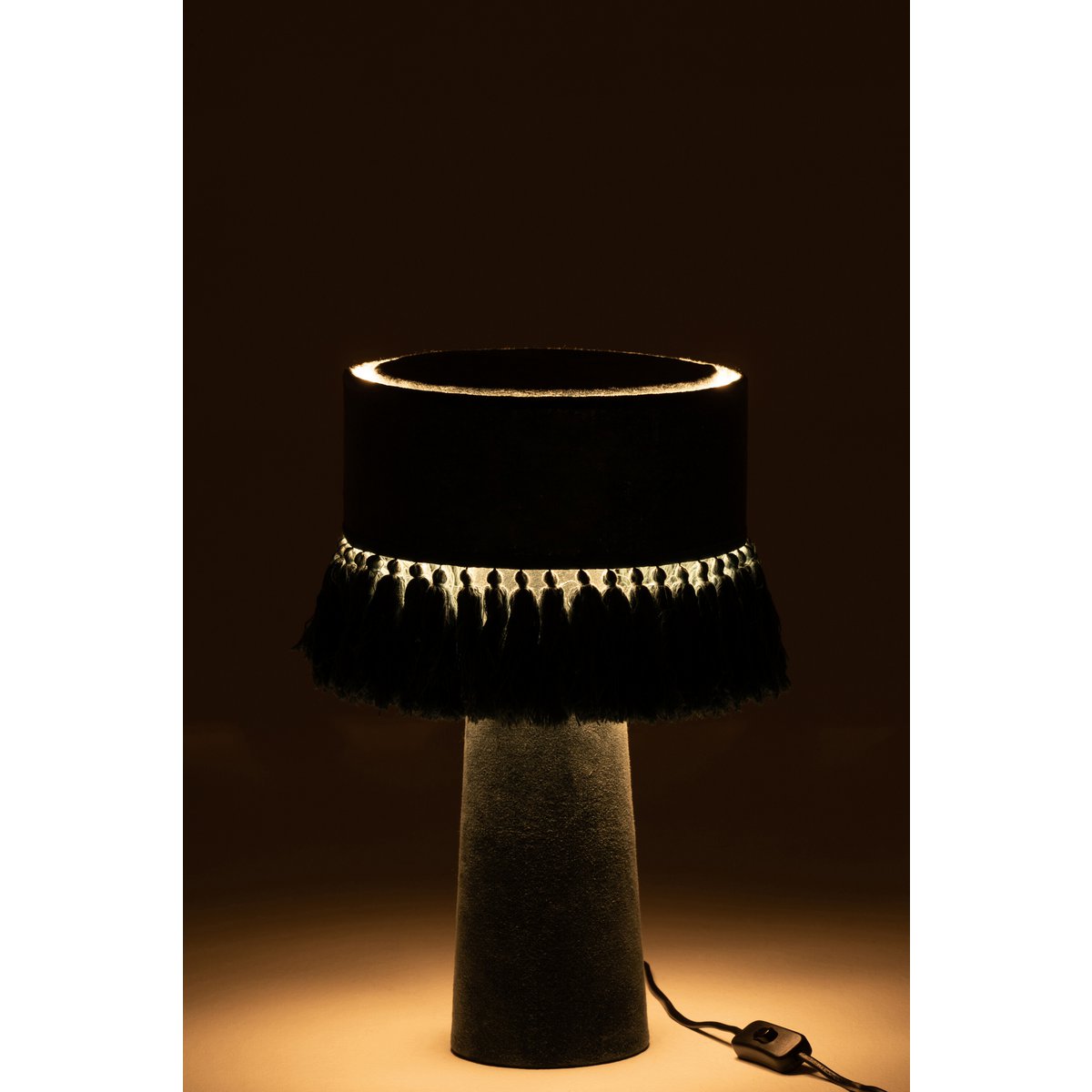 J-Line - Lampe de table 'Eve' (Velours, Pétrole, Coton)