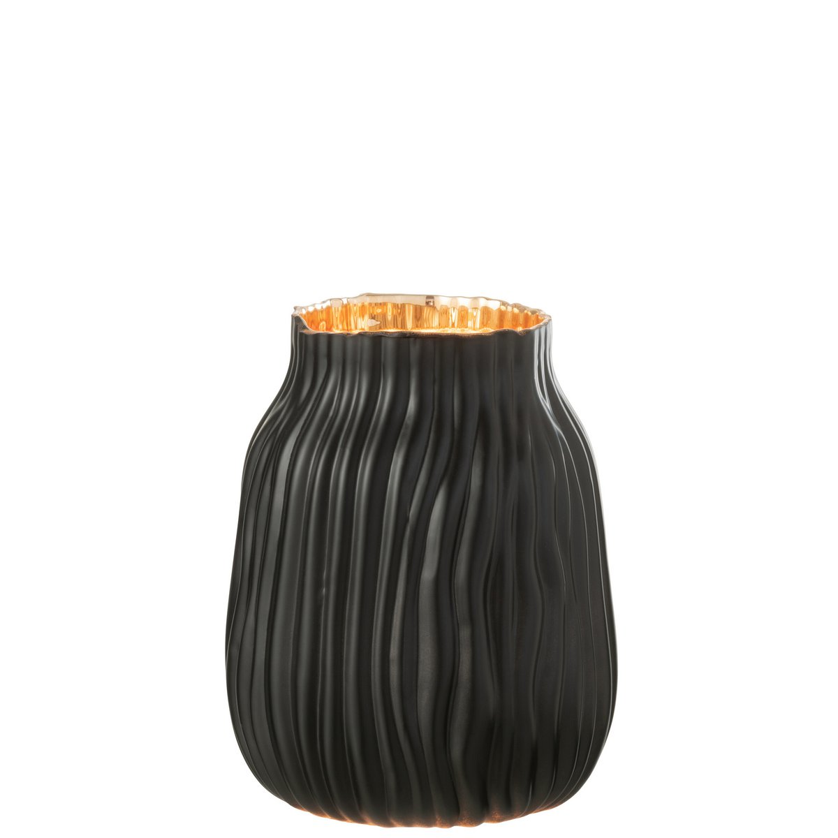 J-Line – Vase Notches Glas Schwarz/Gold Klein – 20,00 cm hoch