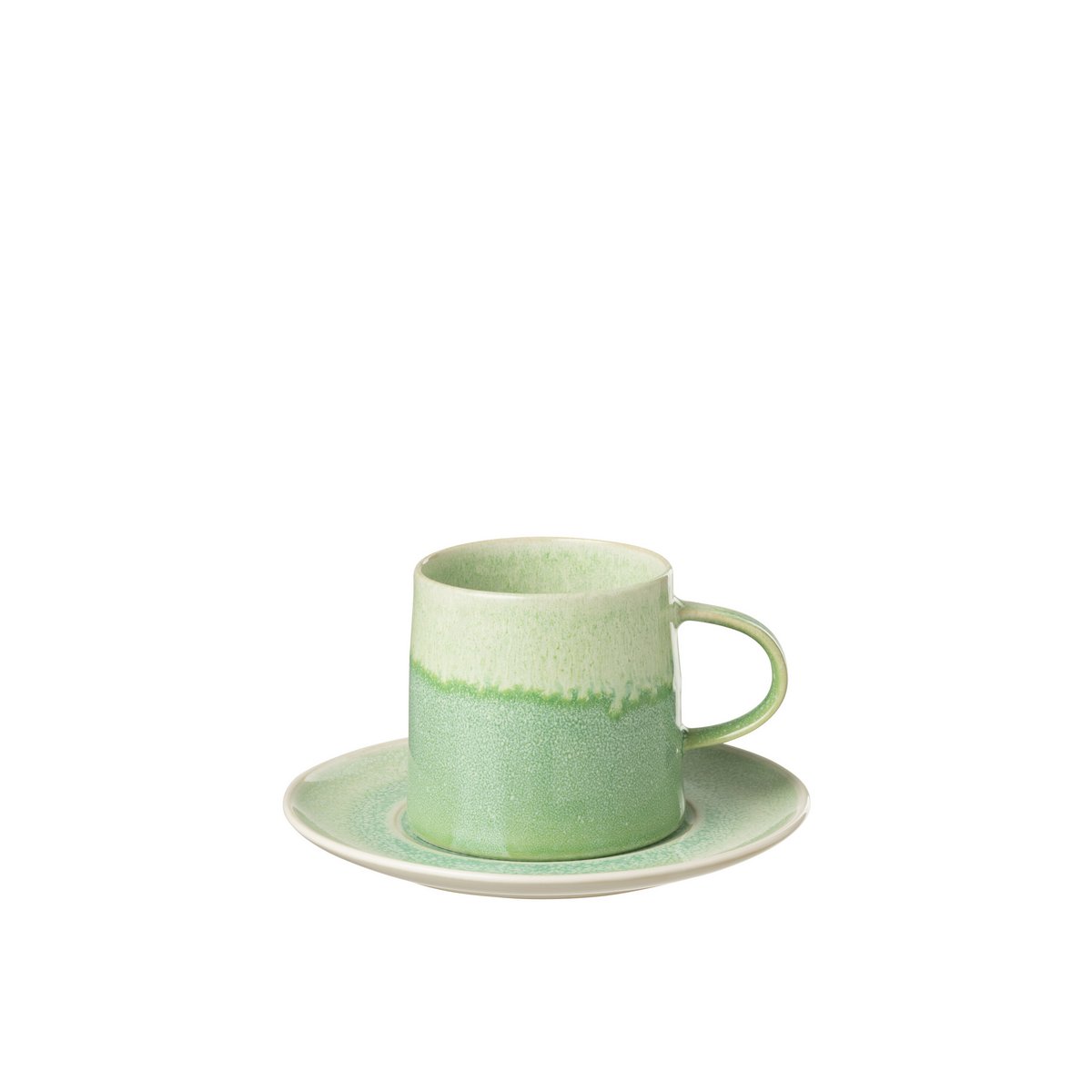 J-Line - Mug + Assiette Lara - Porcelaine - Vert