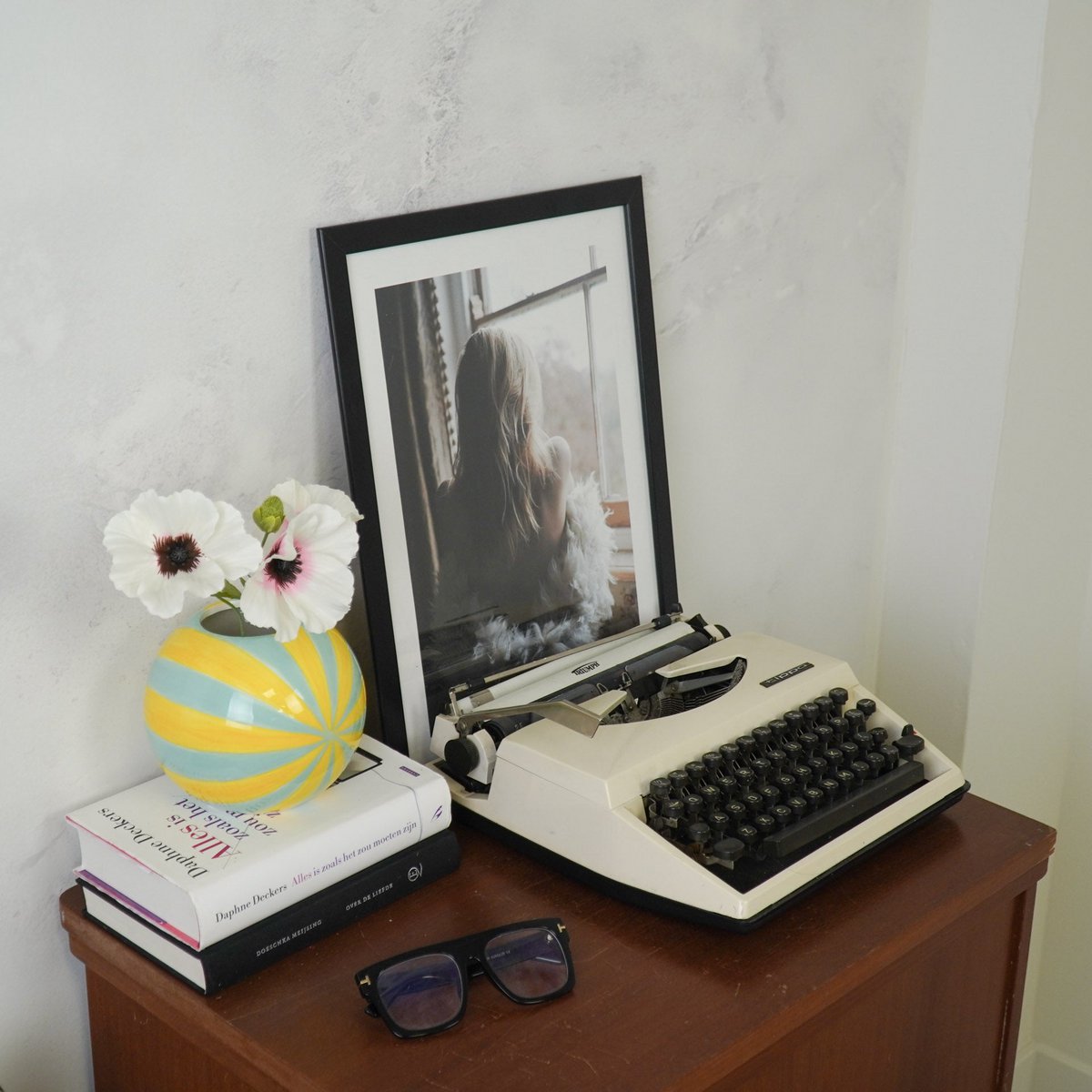 Housevitamin - Vaas - Bloemvaas Swirl - Geel/Mint - 15x15x15cm