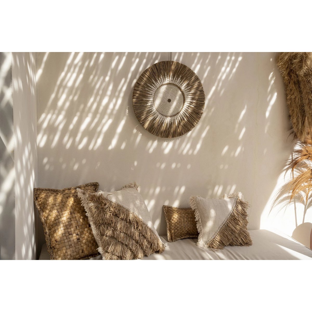 Bazar Bizar - Wanddecoratie 'Raffia Macramé' (Wit Naturel)