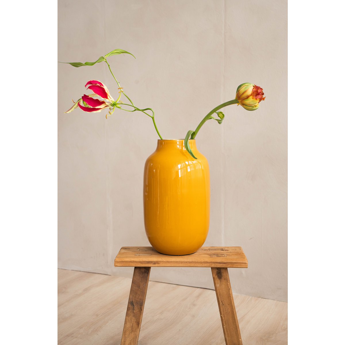 Pip Studio - Vaas Metaal Ovaal Geel 30cm