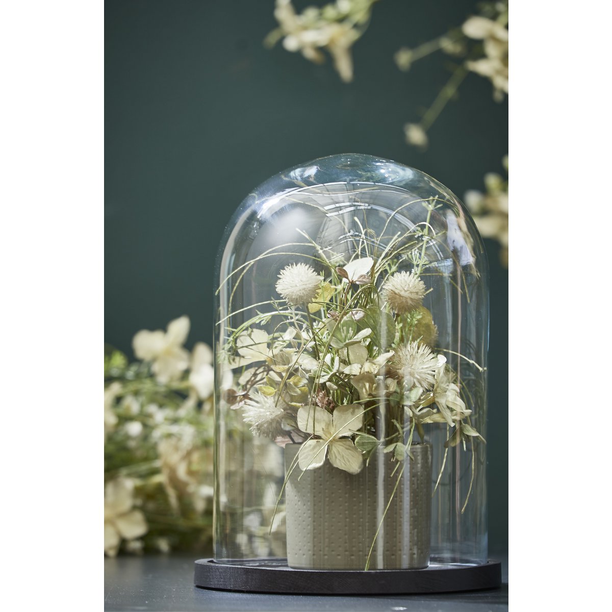 Mica Decorations - Pot cloche en verre Hella - H30 x Ø21 cm - Transparent, Noir