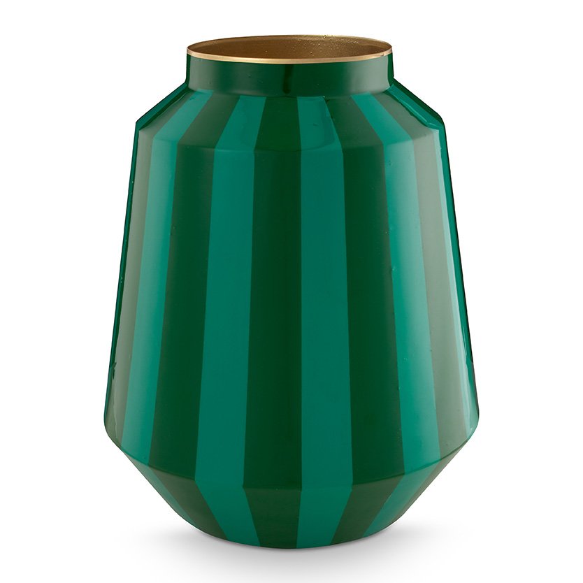 Pip Studio - Vase Métal Rayures Vert 24x29cm