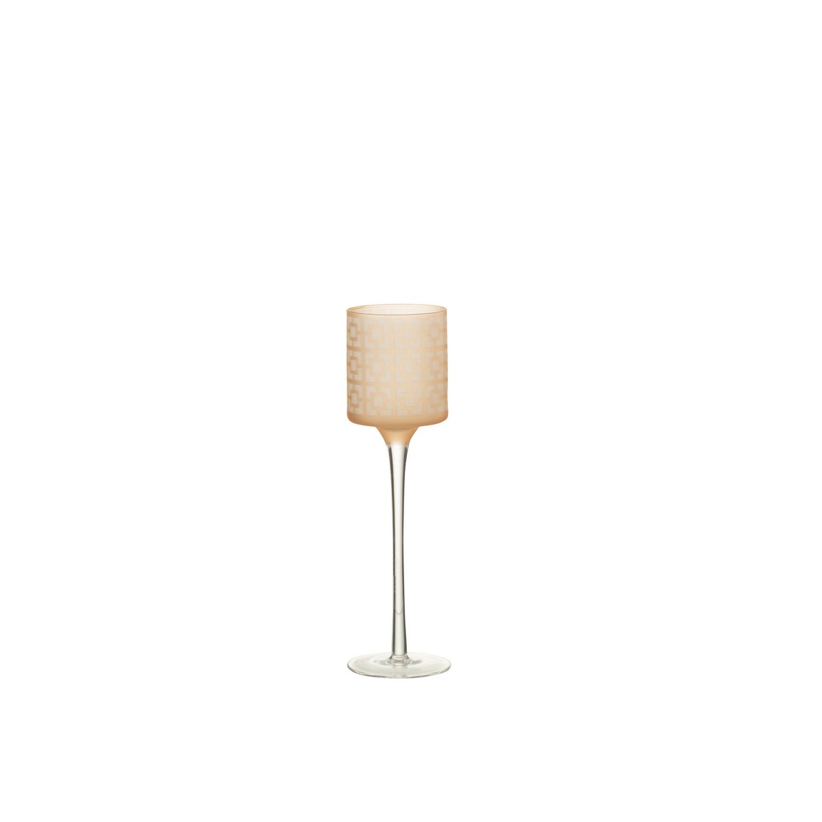 J-Line - Teelichthalter auf Fuß - Glas - Beige - Klein