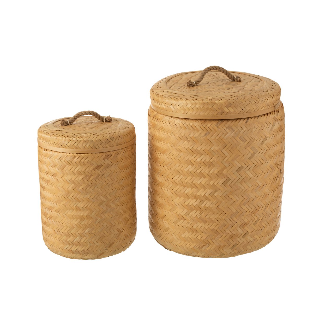 J-Line - Paniers de Rangement Ronds - Bambou - Naturel