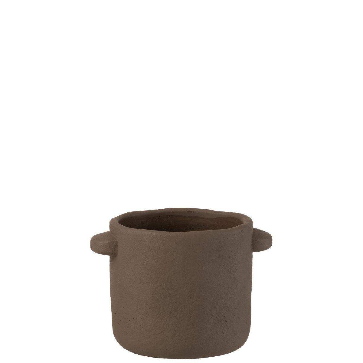 J-Line - Pot de Fleurs Gustave - Ciment - Marron Foncé - Ø16cm