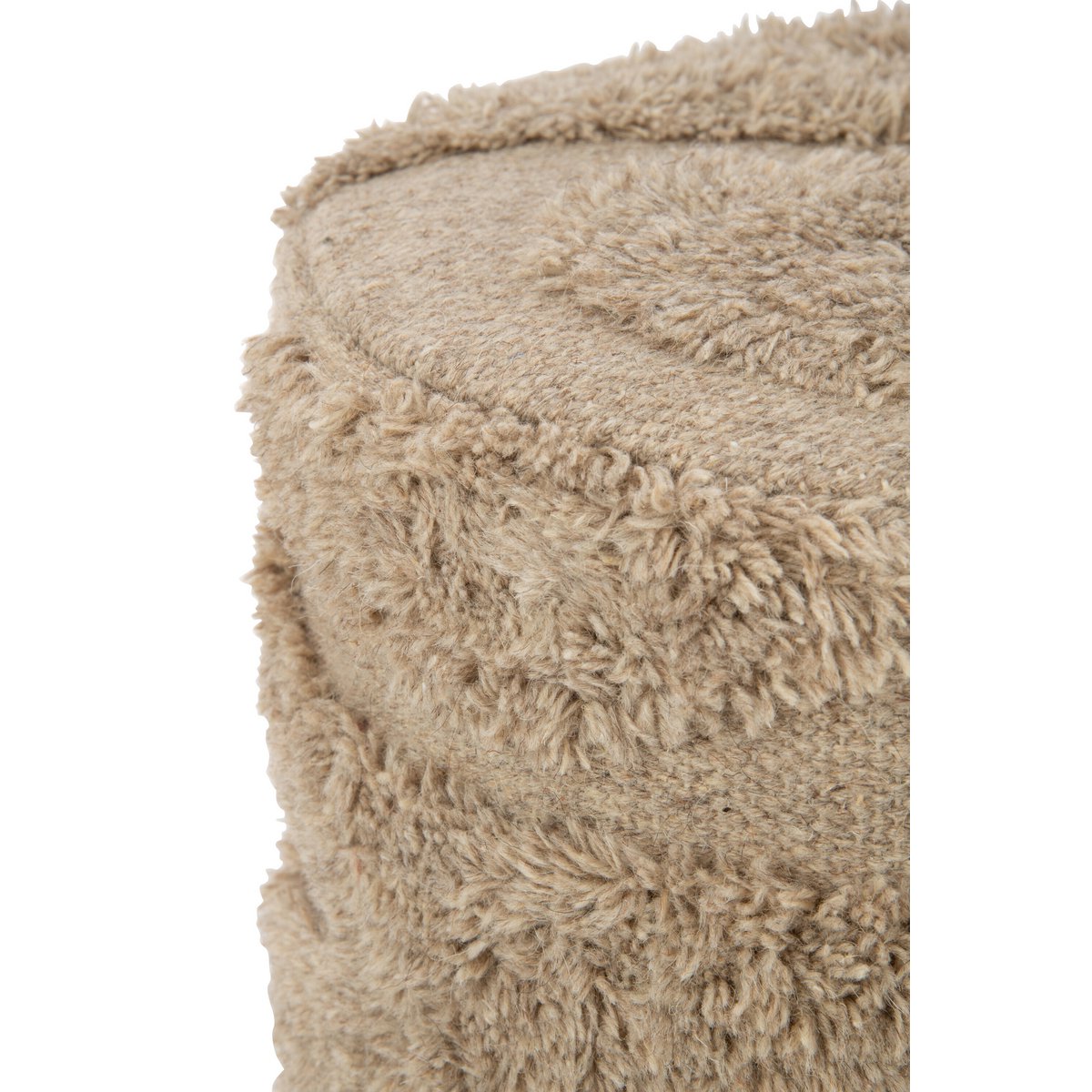 J-Line – Pouf Zylinder Tufted Curves Wolle Beige