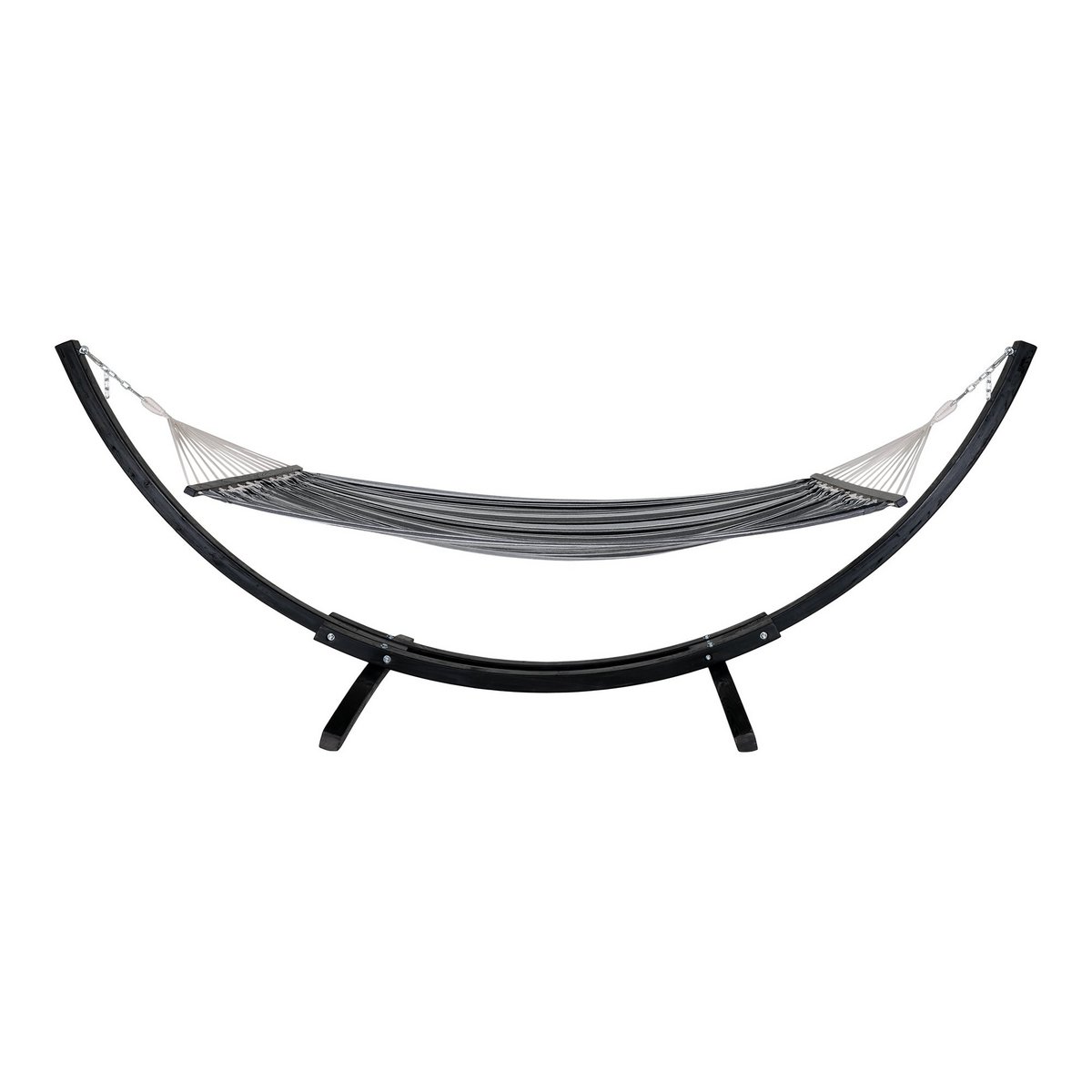 House Nordic - Tripoli Hammock - Hamac sur support en bois, mélèze, polyester/coton, noir/gris/blanc