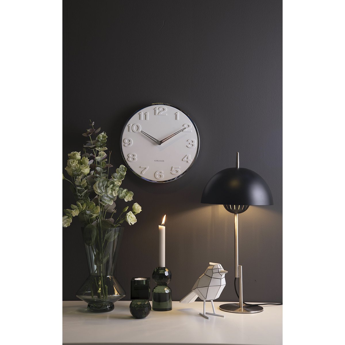 Present Time - Decoratief beeld Bird Grote Strepen - PT3608WH