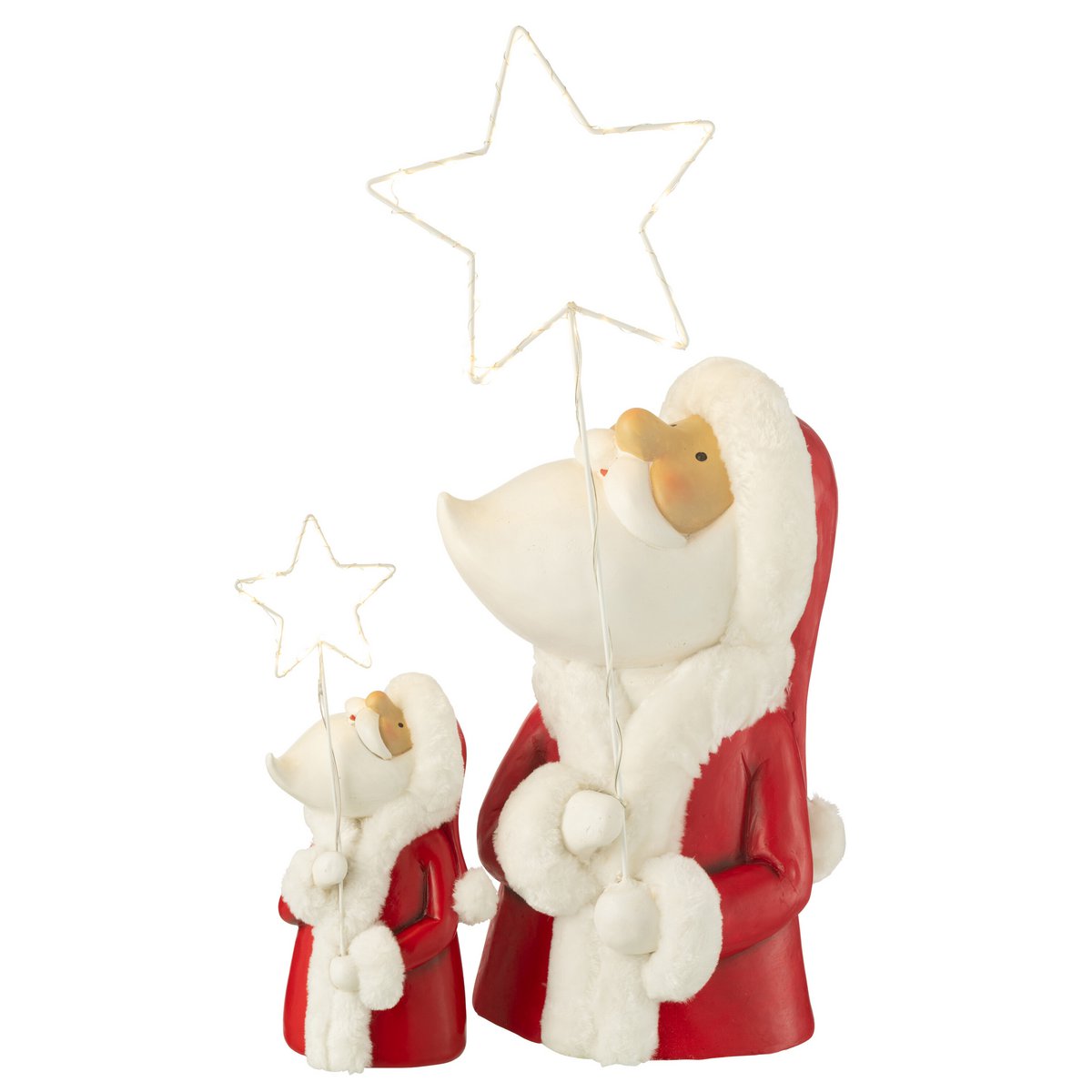 J-Line - Figurine de Noël décorative 'Père Noël' (Taille L, LED, Blanc/Rouge)