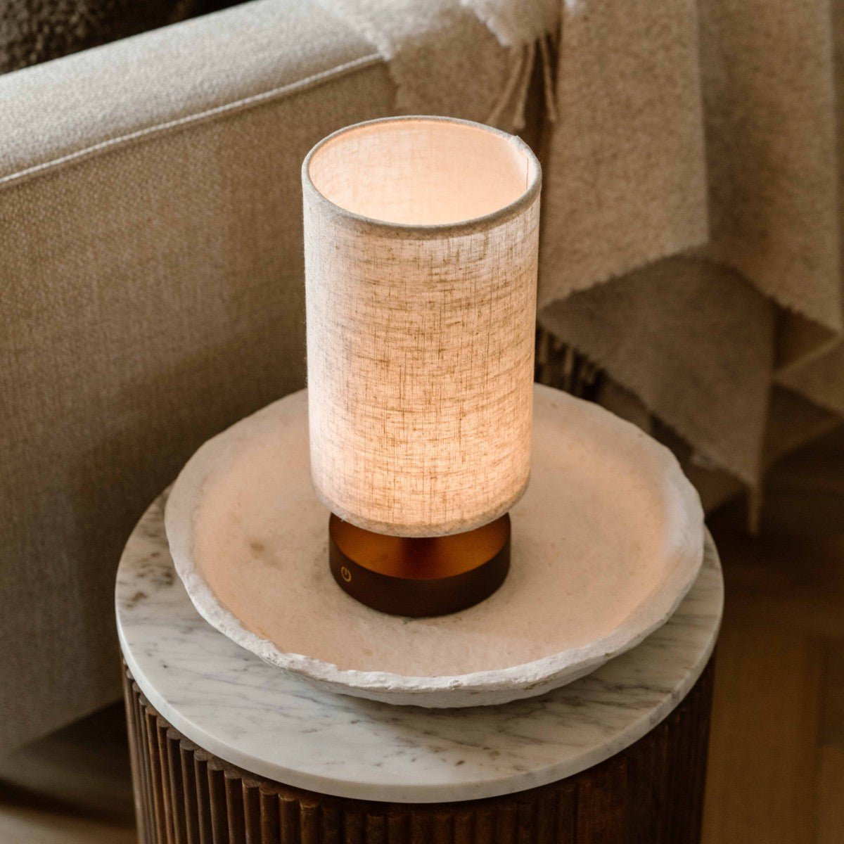 Tavellio-Amsterdam - Ben donkerbruine houten tafellamp - Oplaadbaar en dimbaar