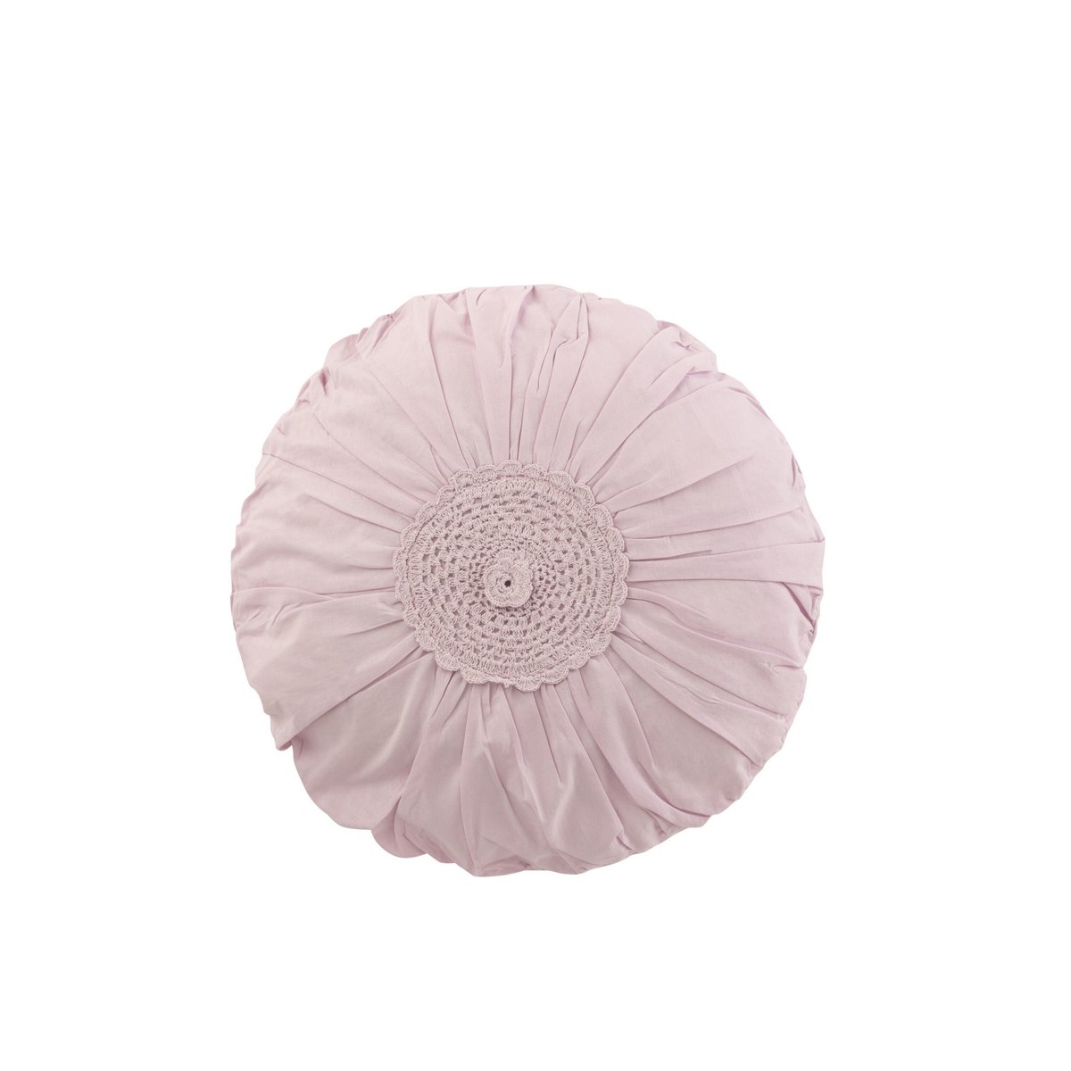 J-Line - Coussin Rond Dentelle - Coton - Violet