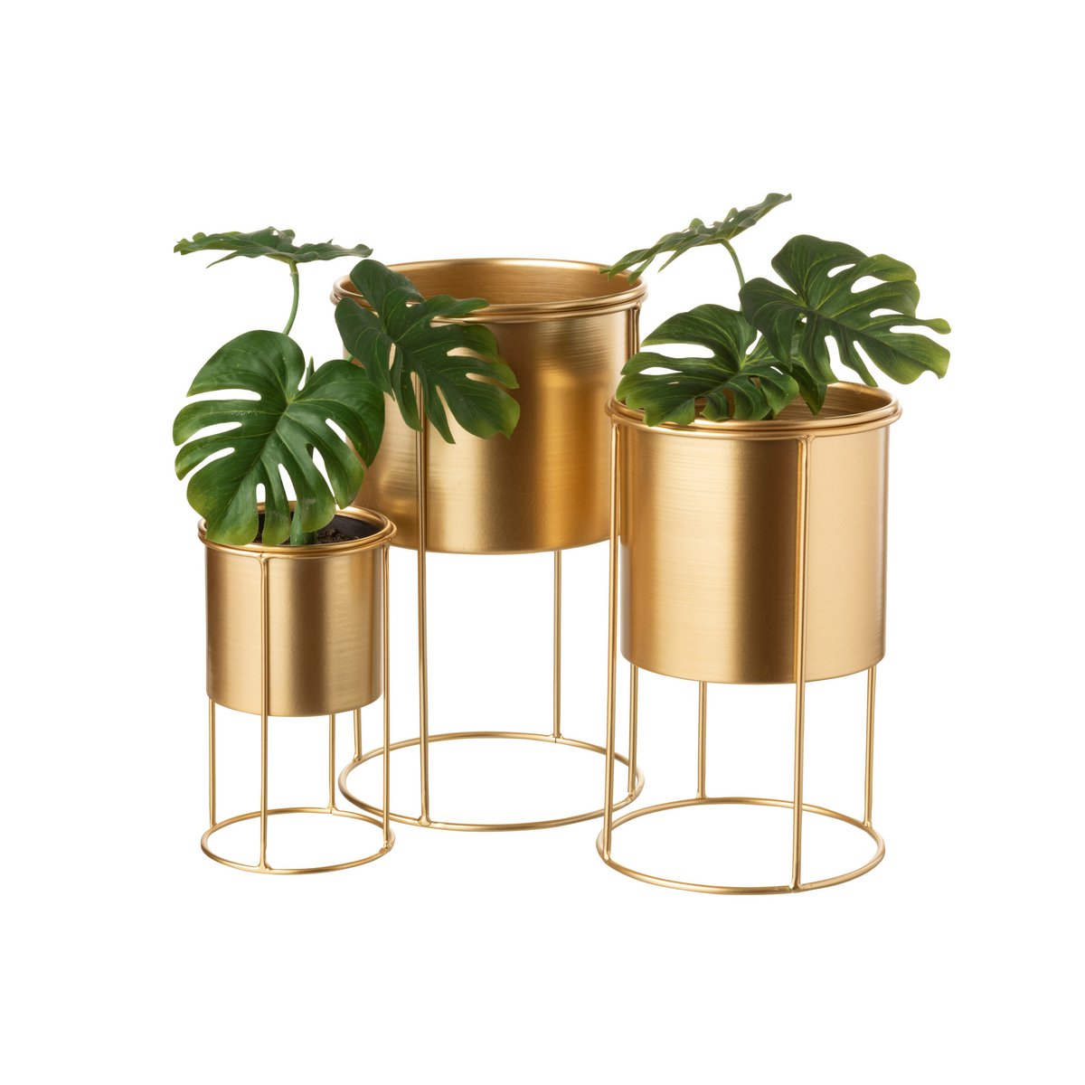 J-Line – Blumentopf auf Fuß – Metall – Gold – Groß – Ø18,00 cm