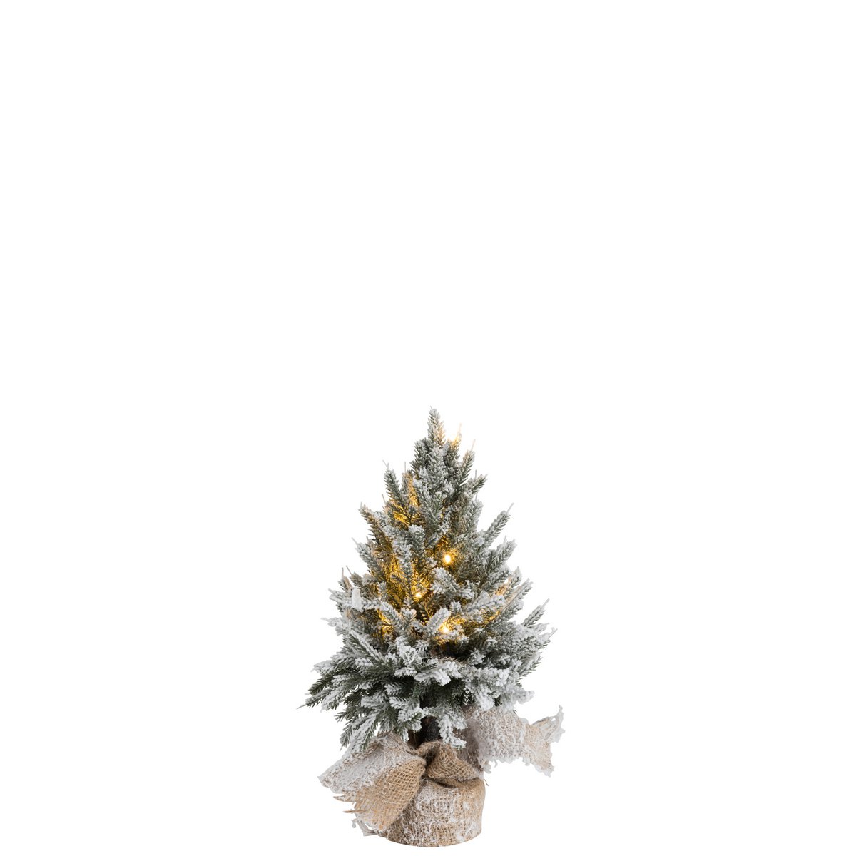 J-Line Kerstboom+Led+Pot Jute Plastiek Besneeuwd Groen Small