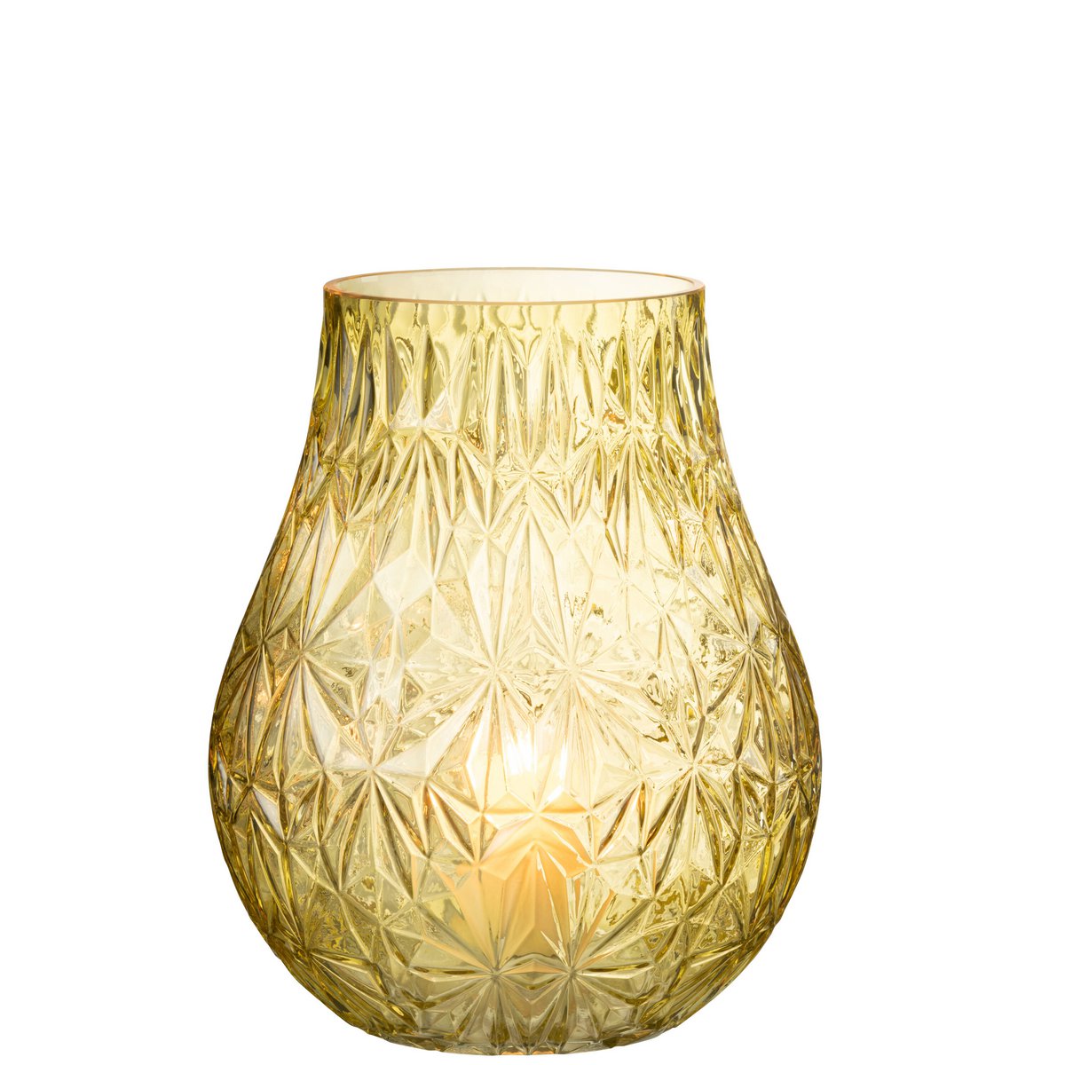 J-Line - Vase Nox Cut - Verre - Jaune - Grand