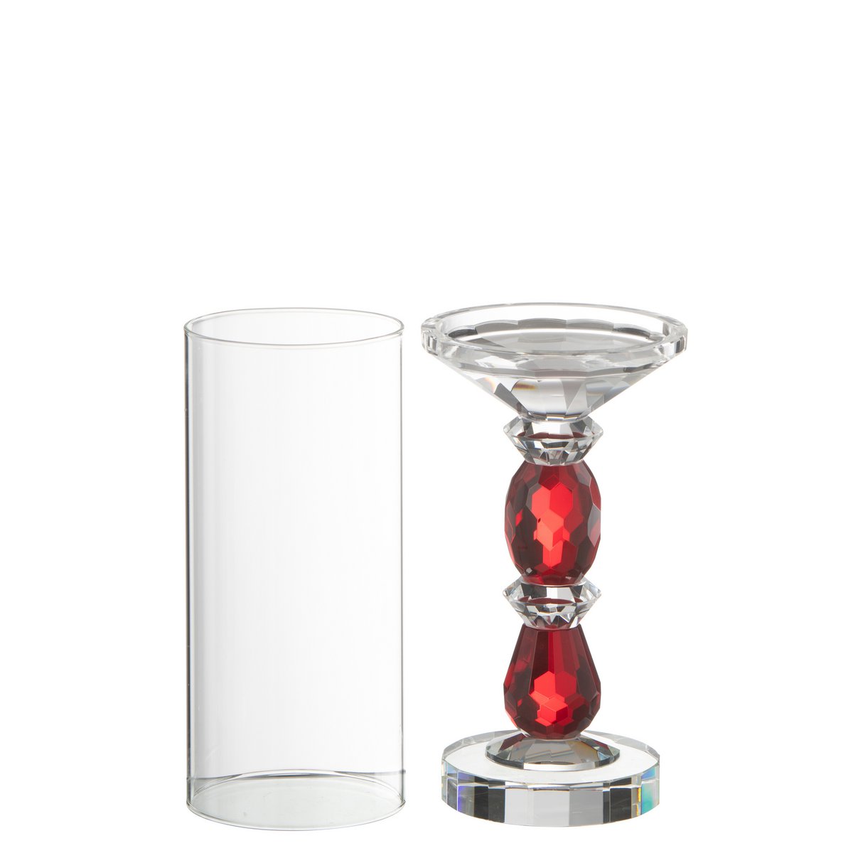 J-Line - Bougeoir Marie Cristal Rouge/Transparent Large