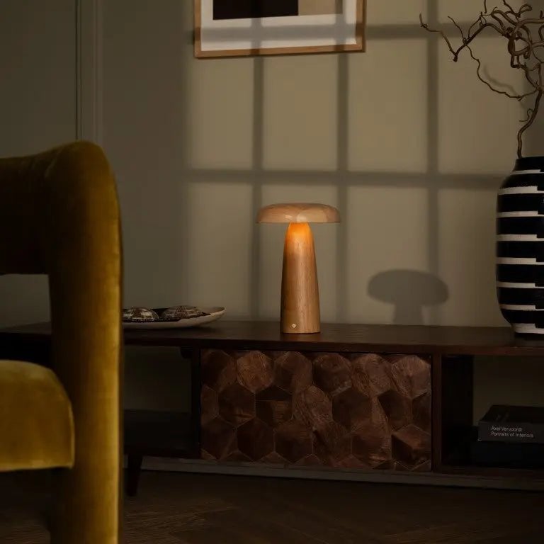 Tavellio-Amsterdam - Lennart Houten Tafellamp – Oplaadbare, dimbare en draadloze verlichting