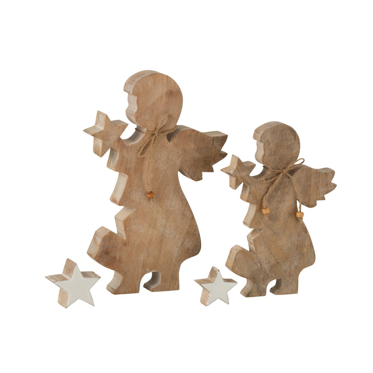 J-Line - Decoratief kerstfiguur 'Nordglow' (Maat L, Whitewash)