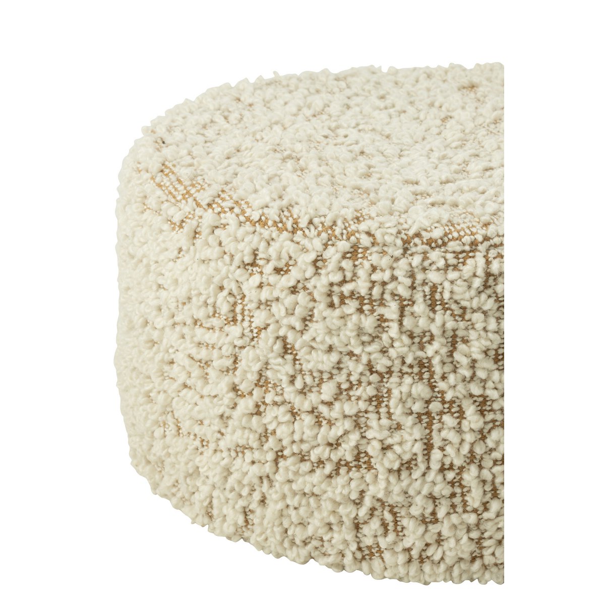 J-Line - Pouf Round Bouclé Baumwolle/Polyester Kamel/Creme