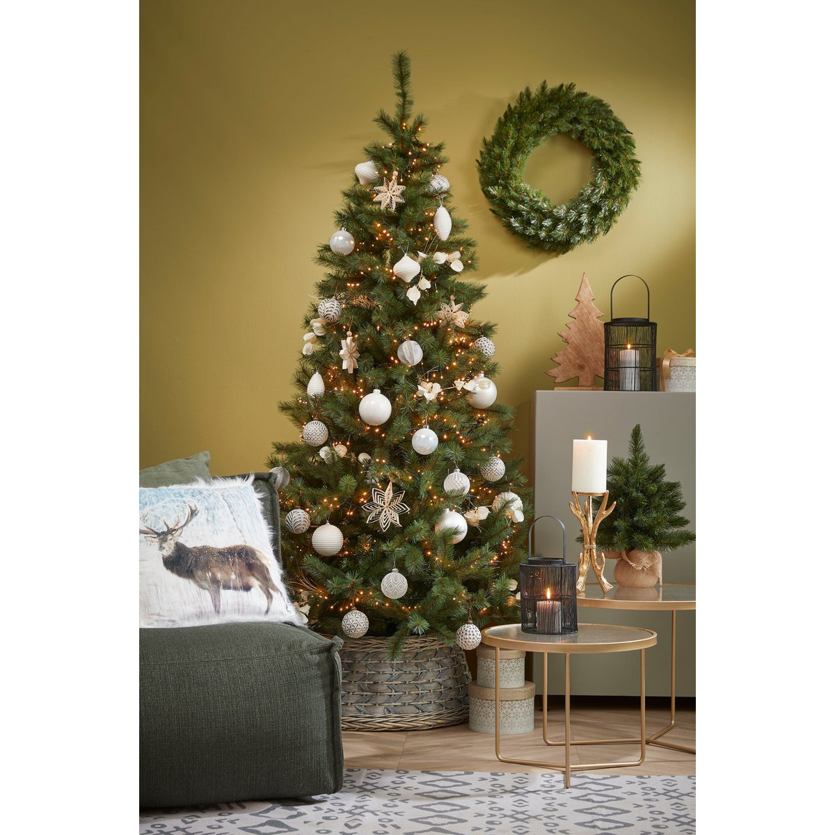 Maison d'Abri® - Sapin de Noël Artificiel Forest Givré en Jute - H45 x Ø36 cm - Vert