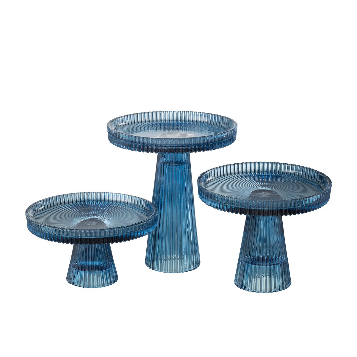 J-Line - Set Van 3 Stompkaarshouder Nelly Glas Blauw