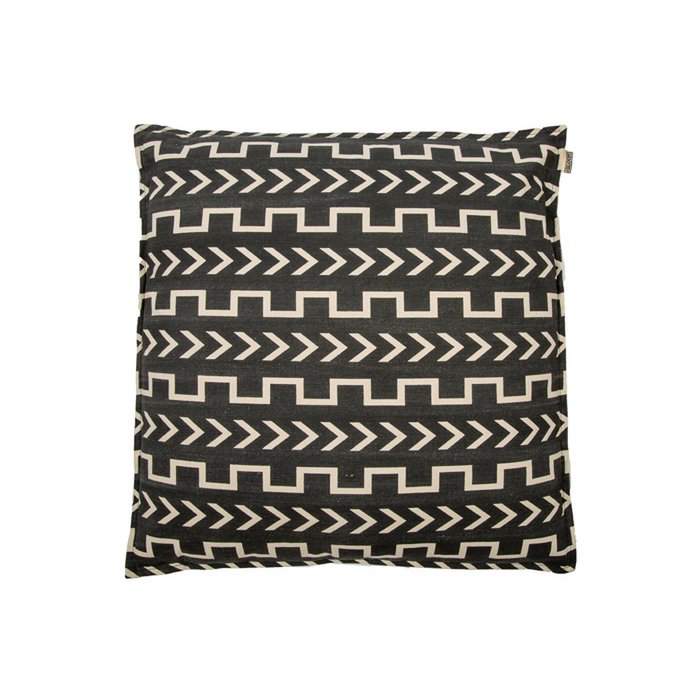 Mme. Bloom - Coussin décoratif 'Emma' (60cm x 60cm, Noir/Blanc cassé)