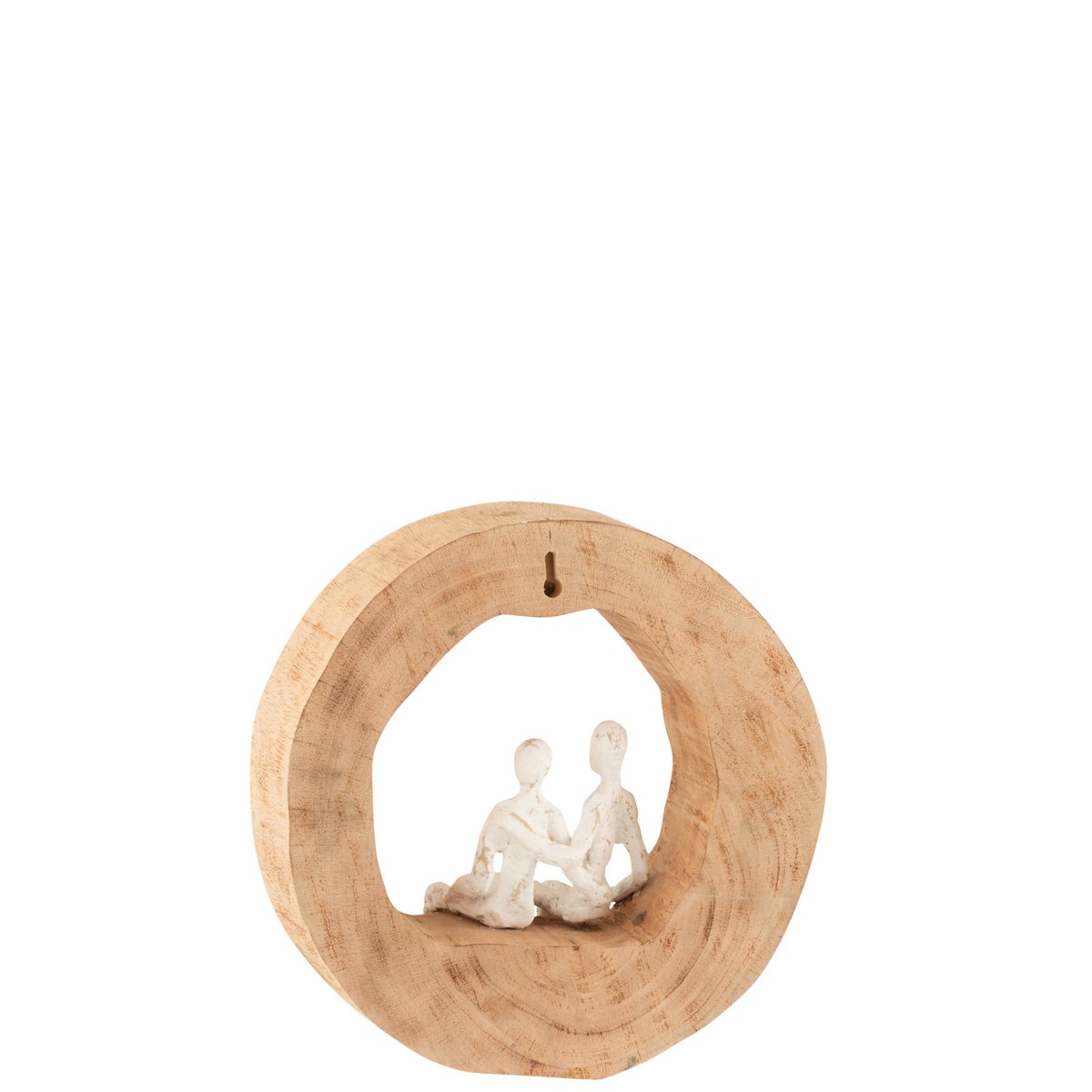 J-Line - Figurine Couple Assis Manguier/Aluminium Naturel/Blanc