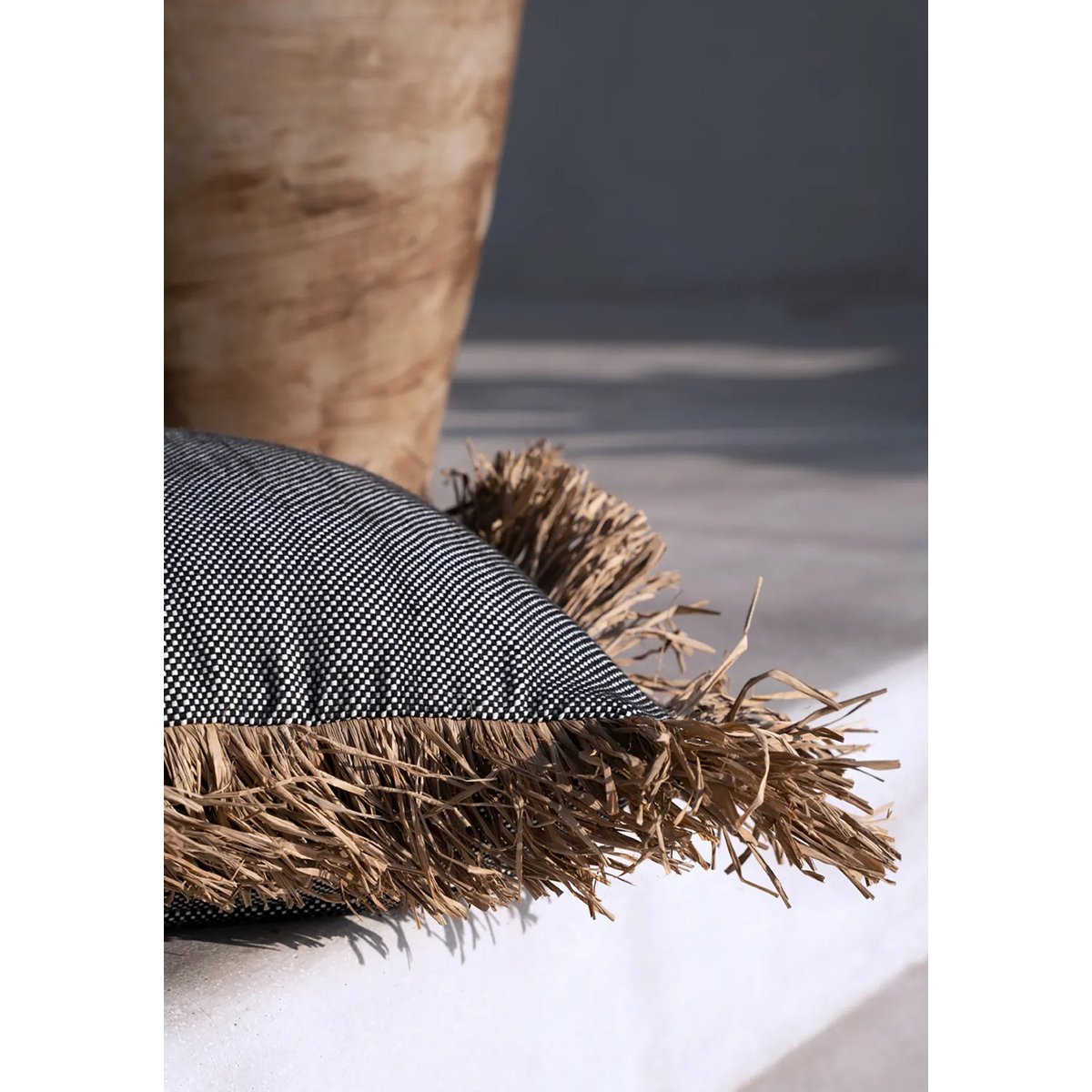 Bazar Bizar - Housse de coussin 'Cotton Bonita' (Noir Naturel, 40x40)