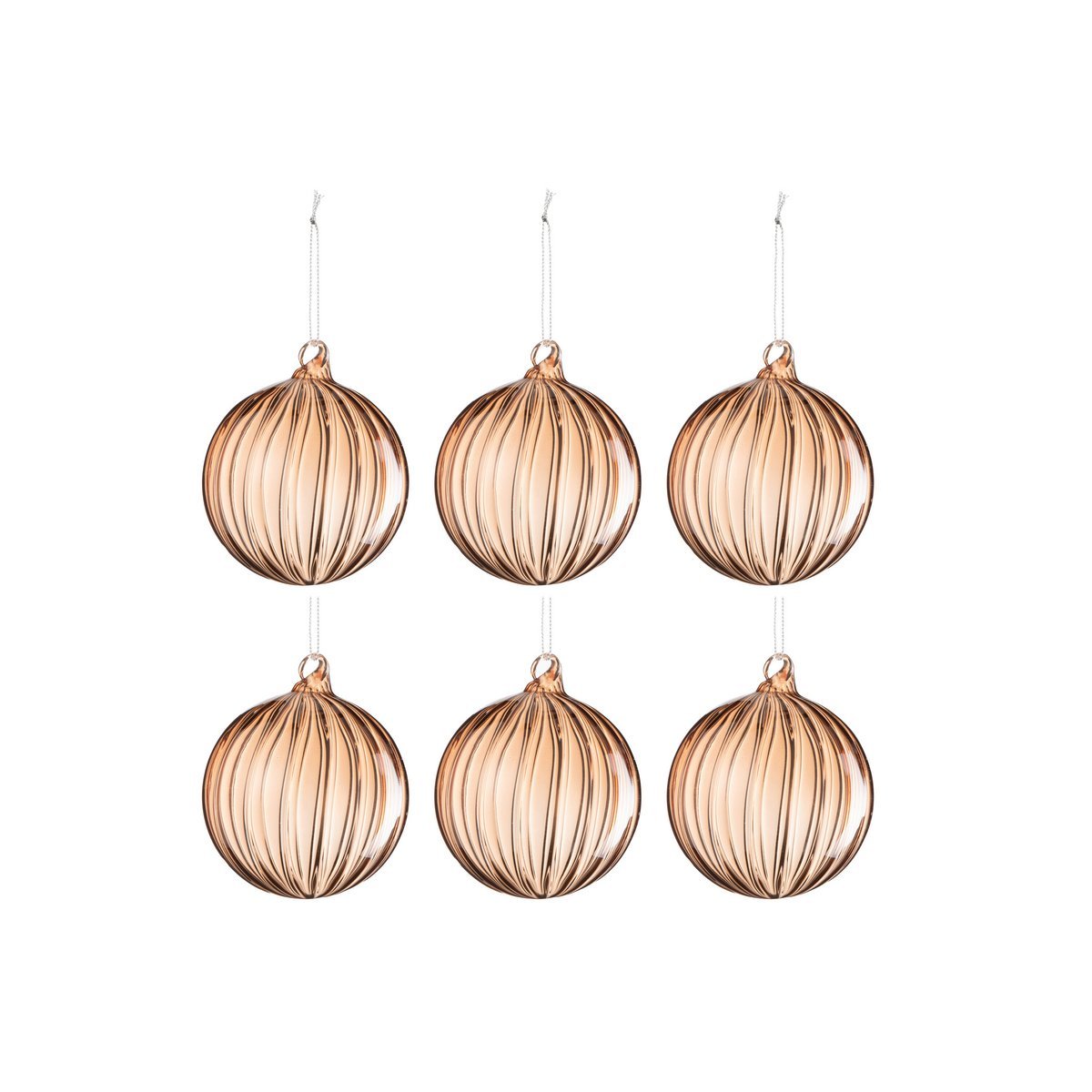 J-Line - Boîte de boules de Noël 'Frostgate' (Taille S, Lot de 6, Marron Foncé)