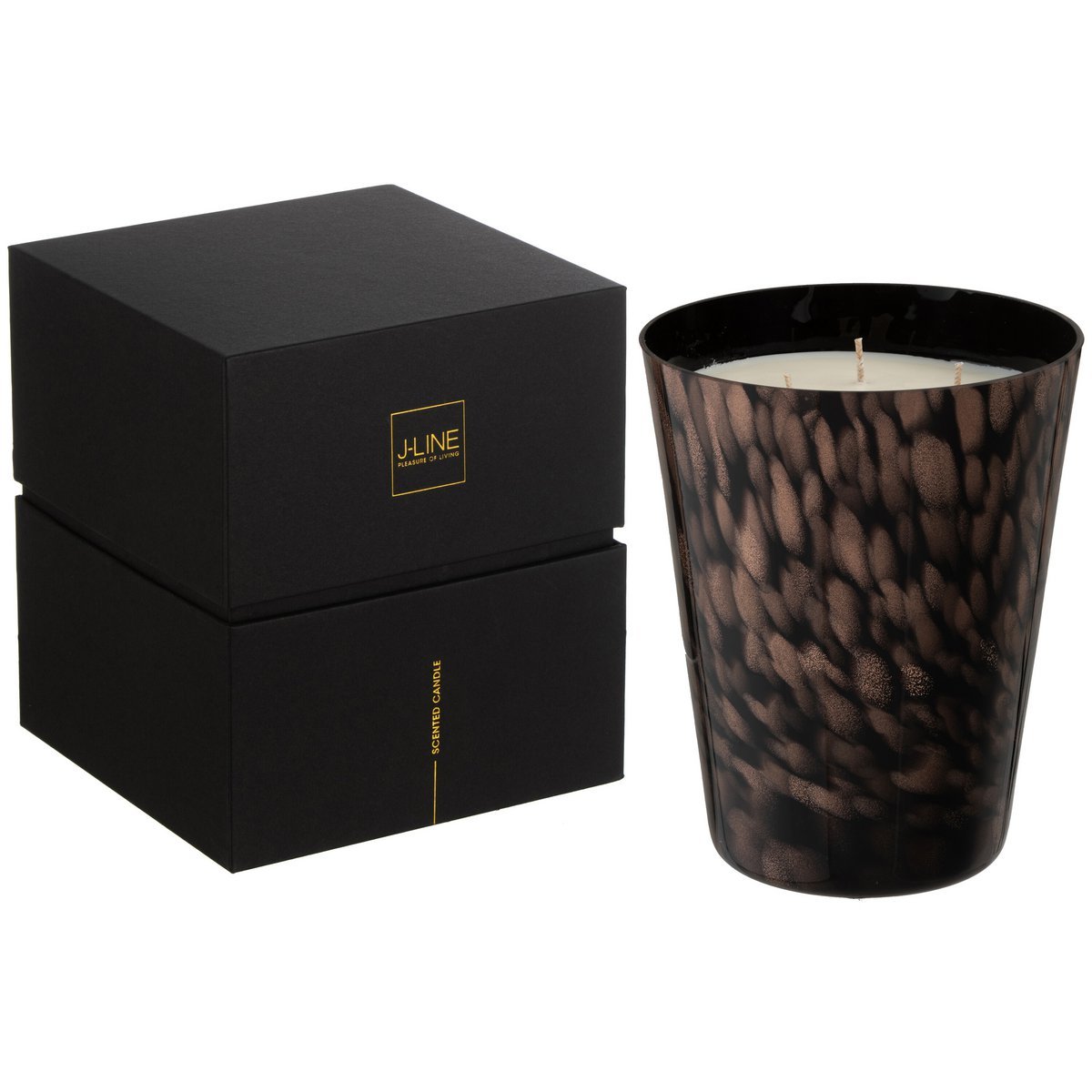 J-Line - Bougie parfumée Noa Bois de Santal Noir/Or Large