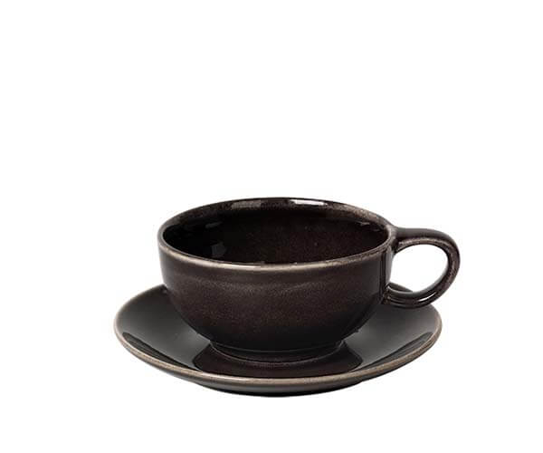 Broste Copenhagen - Tasse à thé avec soucoupe 'Nordic Coal' - 25cl