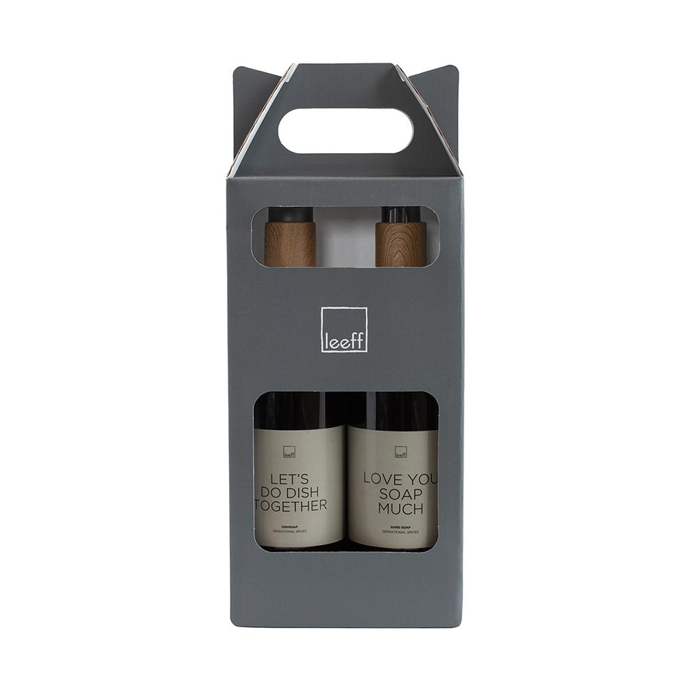 Leeff - Coffret cadeau savon pour les mains et liquide vaisselle 'Épices' (2x500ml)